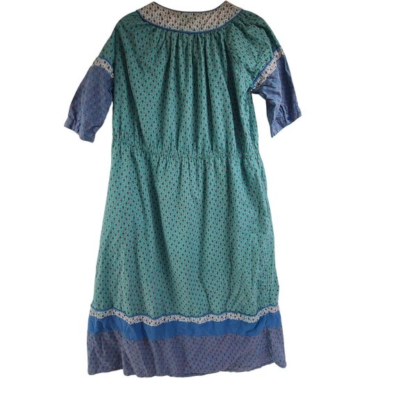Indian Cotton Sundress by Indus Vintage 70s Patchwork Peasant Dress Size Medium - Picture 7 of 9